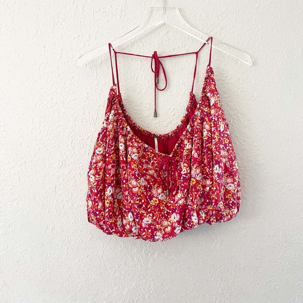 Free People Daisy Babe Floral Casual Boho Crop Strappy Tank Top Size Small